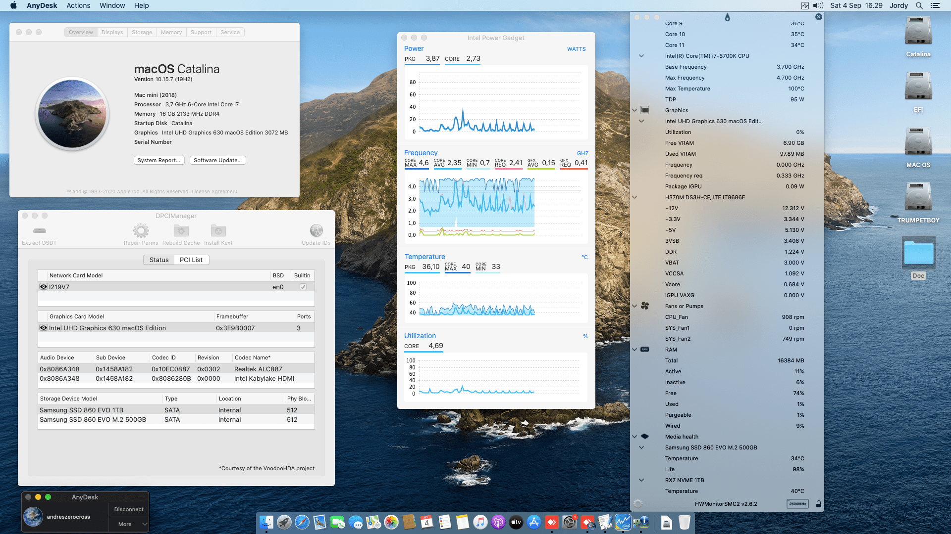 Success Hackintosh macOS Catalina 10.15.7 Build 19H2 in Gigabyte H370M-DS3H + Intel Core i7 8700K